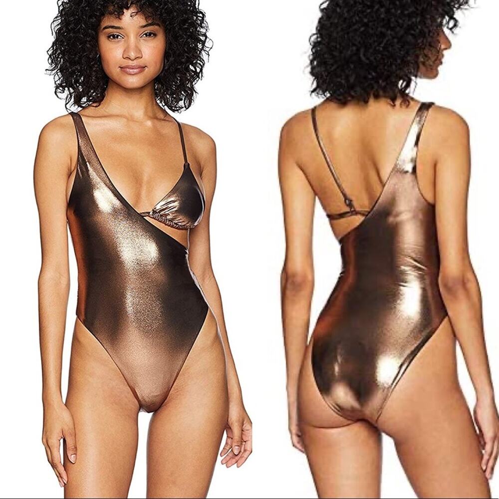 Sports illustrated Gold Layered Bikini One Piece Swimsuit Metallic Size 2